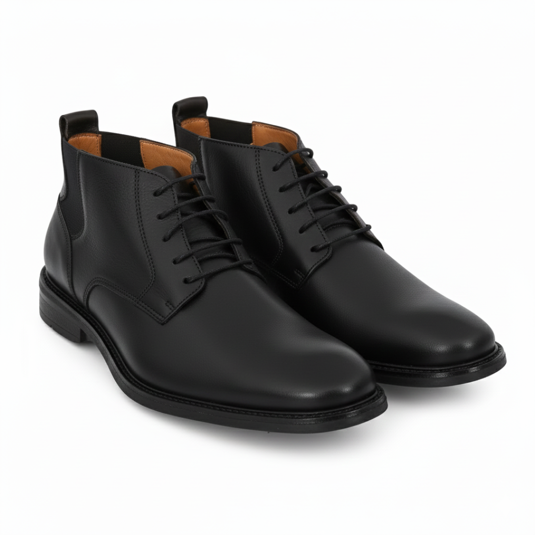 Bota de Couro com Elástico Lateral para Homem