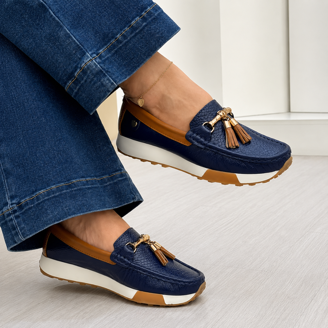 Mocassins em pele com plataforma