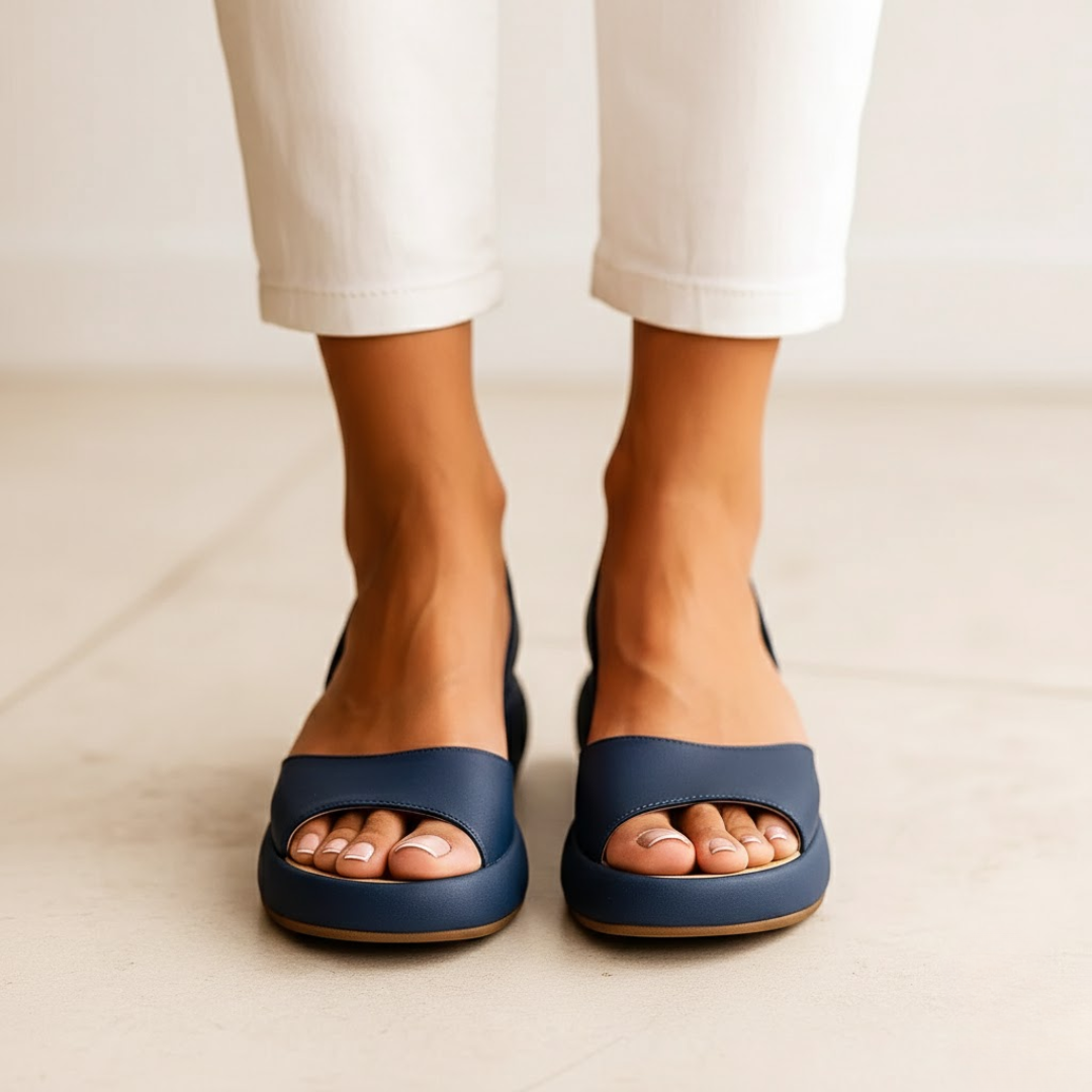 Sandália com palmilha acolchoada e design ergonómico para mulher