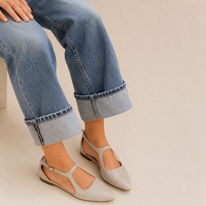 Bailarinas de Pele com Design T-Strap