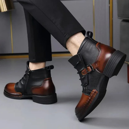 Botas de Cano Curto em Couro Genuíno para Homem com Acabamento Premium e Sola Antiderrapante
