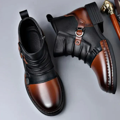Botas de Cano Curto em Couro Genuíno para Homem com Acabamento Premium e Sola Antiderrapante