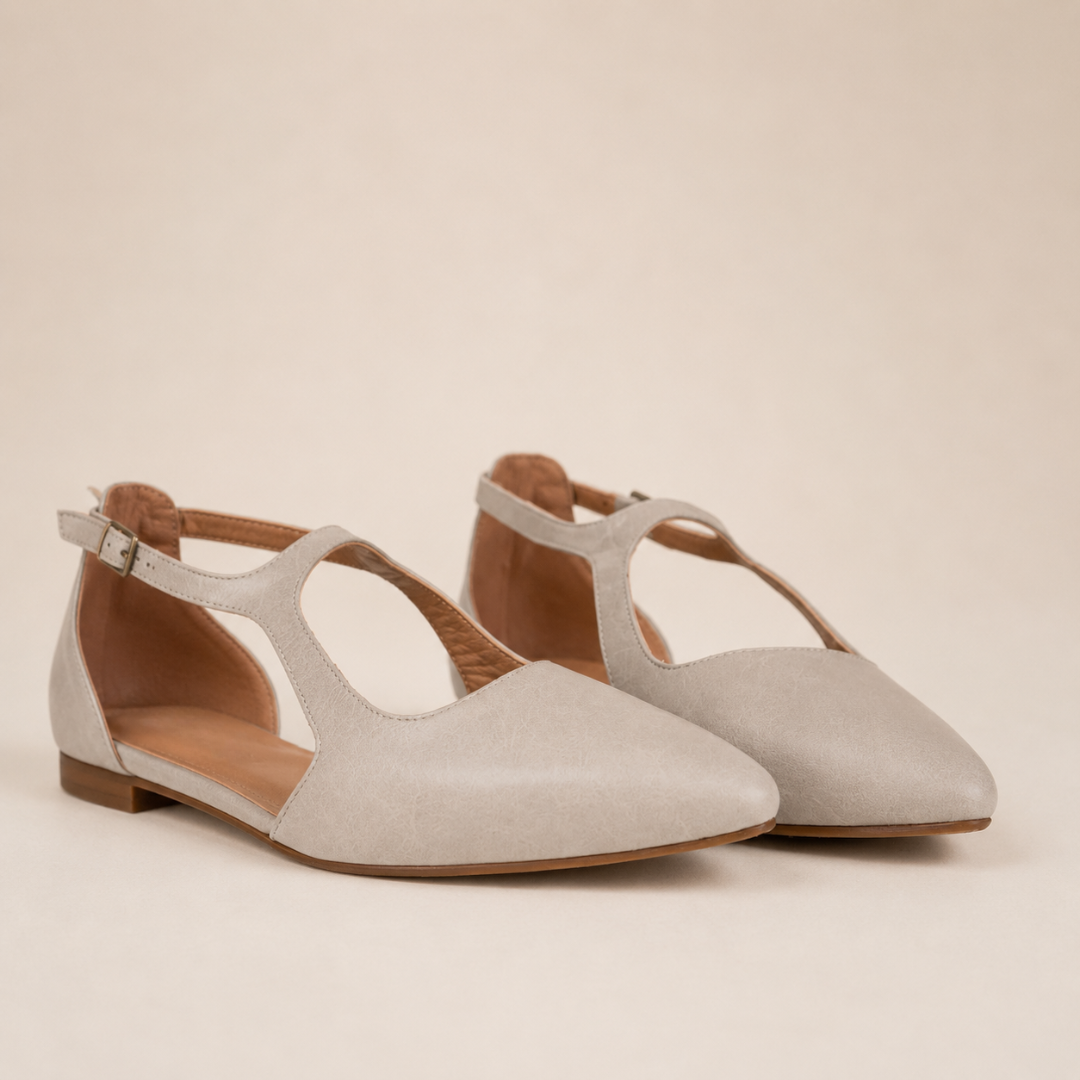 Bailarinas de Pele com Design T-Strap