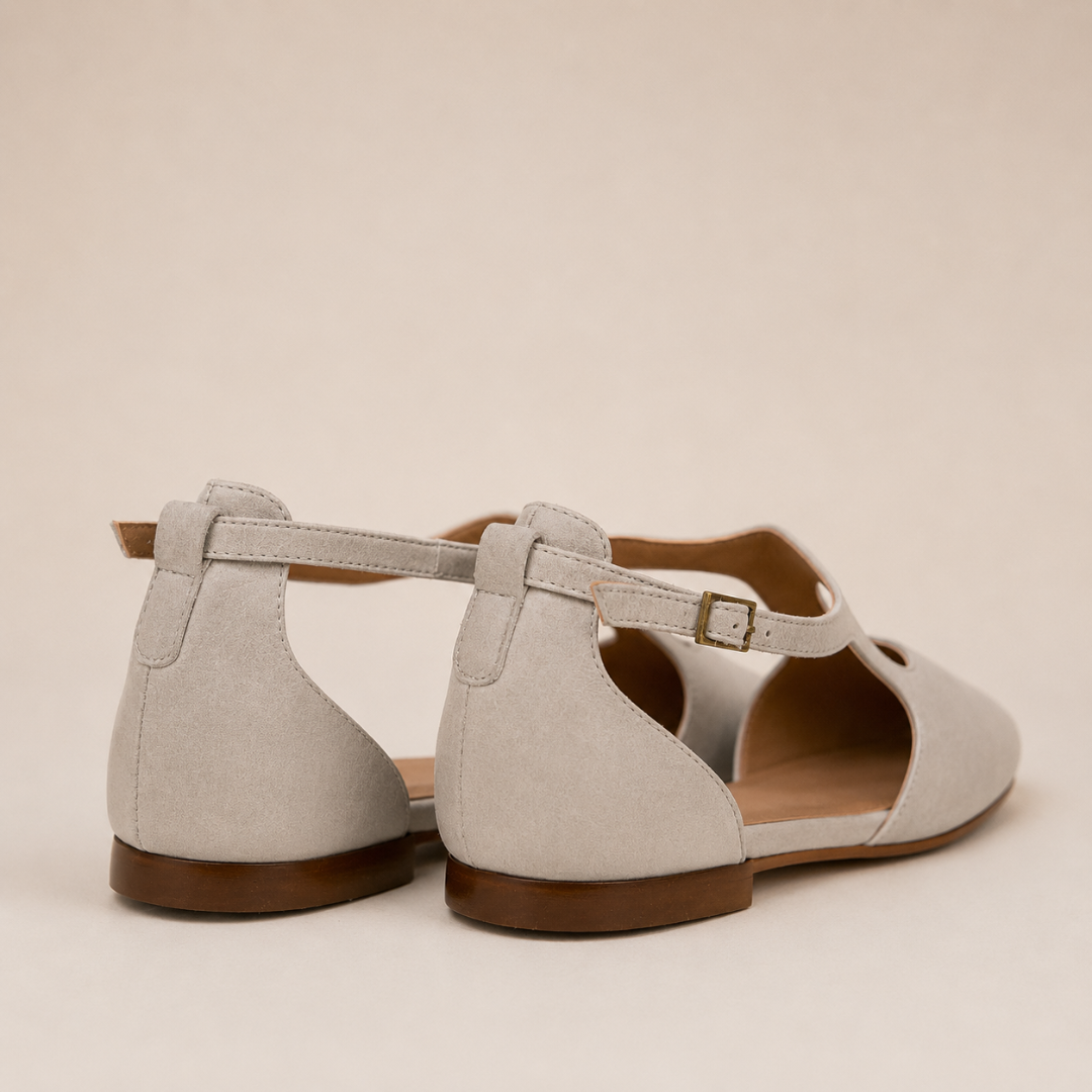 Bailarinas de Pele com Design T-Strap